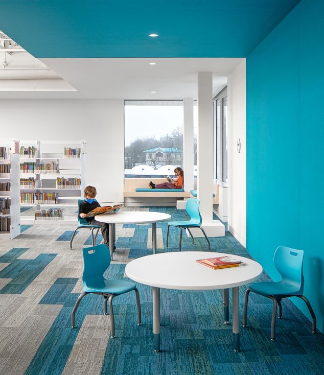Interface AE311 and AE317 plank carpet tile in public library